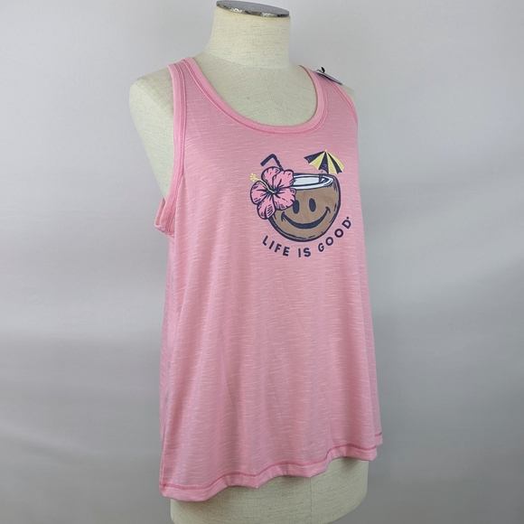 Life Is Good Sleep Lounge Tank Racer Back Coconut Umbrella Drink Pink XL NWT - Picture 3 of 9